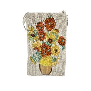 Bamboo Trading Flowers in Vase Beaded Club Bag Cell Phone Wallet Crossbody
